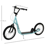 HOMCOM Kids Kick Scooter with Inflatable Wheels & Rear Brake – Adjustable 90–96cm Handlebar, Blue