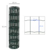 PAWHUT PVC Coated Chicken Wire Mesh Fence, 61cm x 10m – Foldable Rust-Resistant Garden and Poultry Fencing, Green