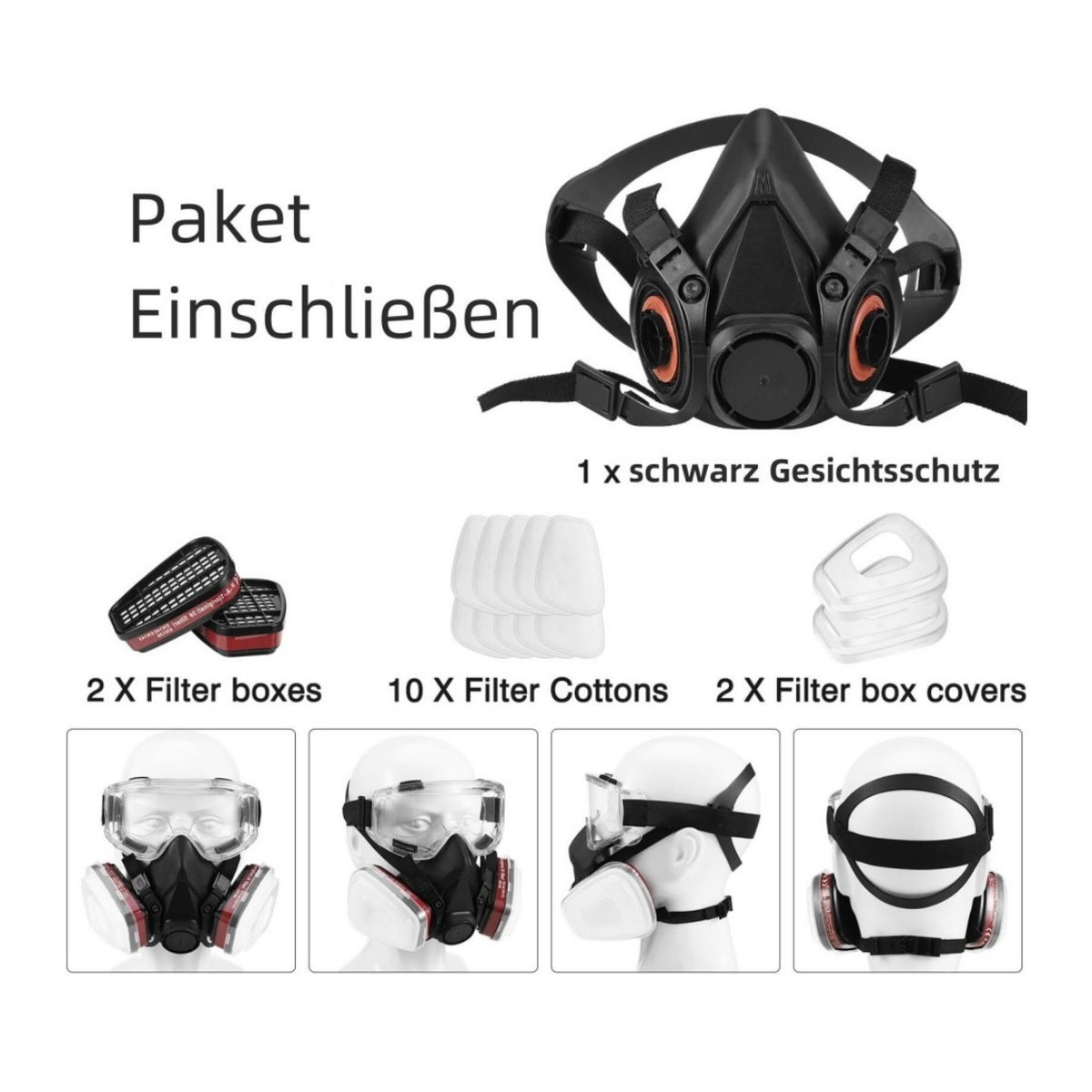 Respiratory Half Mask – Gas, Dust and Paint Mask with Replaceable Filter