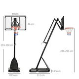 SPORTNOW Adjustable Basketball Hoop with Weighted Base & Wheels, 2.4–2.9m – Freestanding Basketball Stand