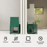 Outsunny Single Door Humane Rat Trap Cage for Small Animals with Top Handle – Steel, Dark Green