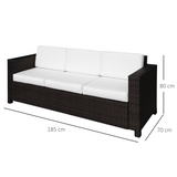 Outsunny Brown Rattan Sofa in garden setting