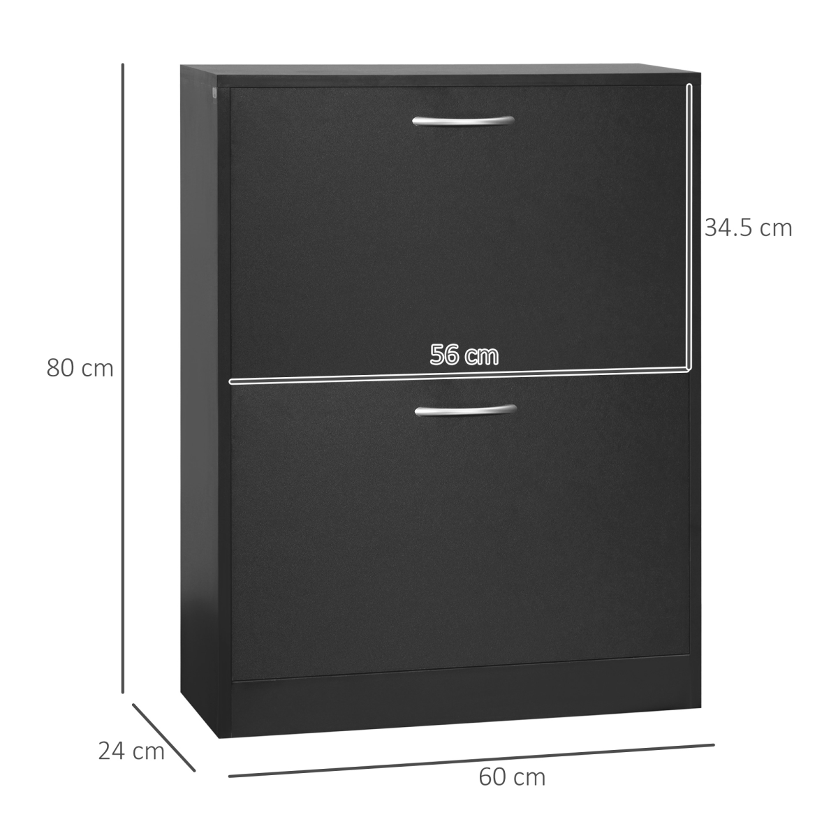 HOMCOM 2-Tier Shoe Cabinet with Flip-Down Doors – 12 Pairs, Adjustable Shelves, Black