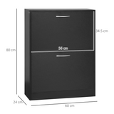 HOMCOM 2-Tier Shoe Cabinet with Flip-Down Doors – 12 Pairs, Adjustable Shelves, Black