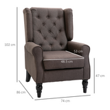 Retro Wingback Accent Armchair with Solid Wood Frame & Padded Seat – Vintage Living Room Chair, Brown