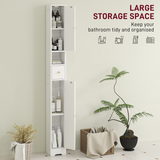 HOMCOM 20cm Slim Bathroom Storage Cabinet with Arched Doors, Drawer & Adjustable Shelves, White