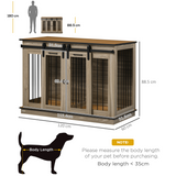 PawHut Dog Crate Furniture with Double Room Divider & Lockable Doors – Side Table Cage, Oak Tone