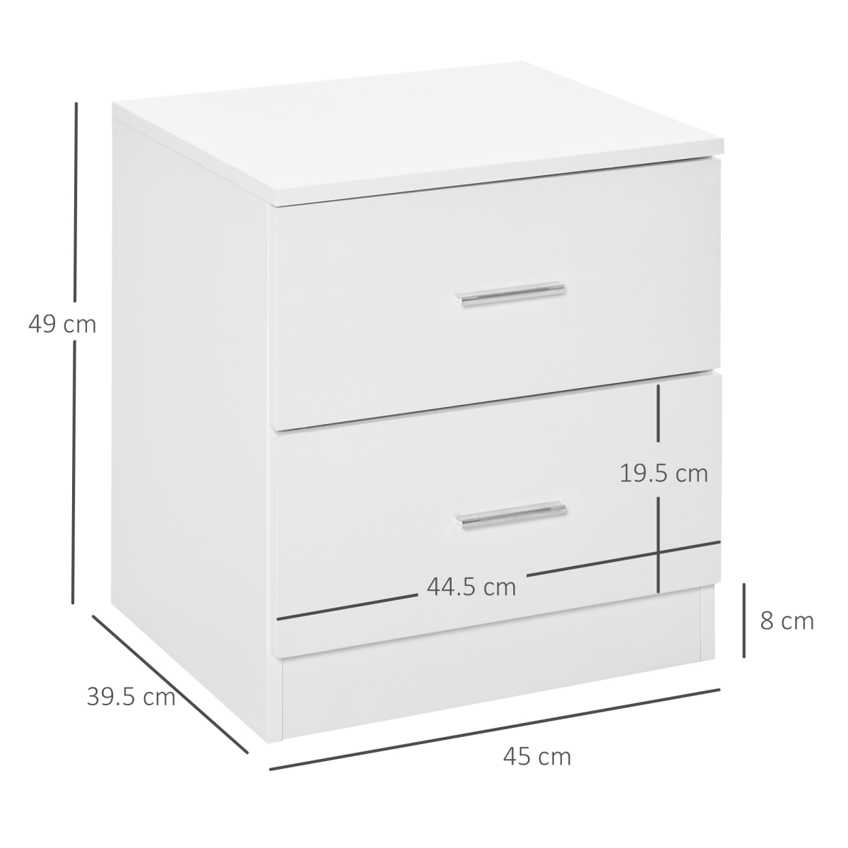 HOMCOM Bedside Table Nightstand with 2 Storage Drawers – Compact Modern Bedroom Cabinet