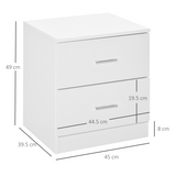 HOMCOM Bedside Table Nightstand with 2 Storage Drawers – Compact Modern Bedroom Cabinet