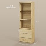 HOMCOM 180cm Tall Bookshelf Storage Unit with 3 Drawers and 3 Open Shelves – Oak Effect