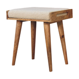 Artisan Furniture Tray-Style Footstool in Solid Mango Wood with Cotton Boucle Upholstery – Cream & Brown