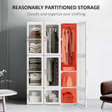 HOMCOM Foldable Portable Wardrobe with 8 Compartments & 2 Hanging Rods – Quick-Fold Bedroom Storage, White
