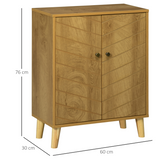 HOMCOM Chevron Door Sideboard Storage Cabinet with Inner Shelf – Living Room & Kitchen Storage, Natural