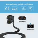 ExtraStar 1.5m Replacement Power Cable with UK 3-Pin Plug and IEC C7 Figure-8 Connector – Black