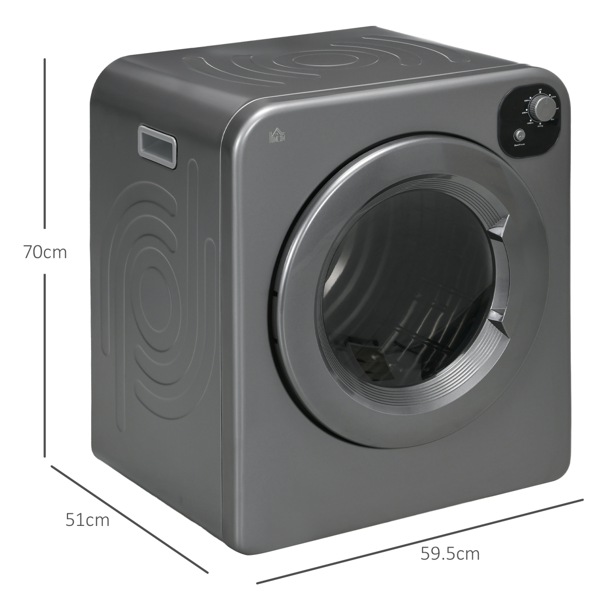 HOMCOM 6kg Vented Tumble Dryer with 7 Drying Programmes – 1500W Space-Saving Clothes Dryer, Grey