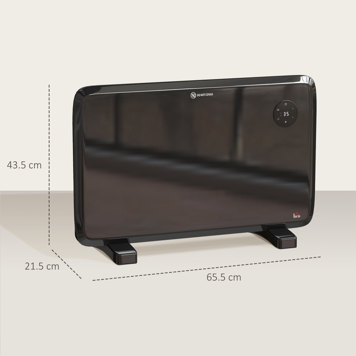 HOMCOM Quiet Electric Convector Heater with LED Display – Freestanding or Wall-Mountable, Black