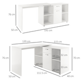 HOMCOM Large Adjustable L-Shaped Computer Desk with Rotating Shelf – Dual-Use Home Office Workstation