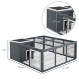PawHut Rabbit Hutch and Run with Openable Main House and Roof – Small Animal Guinea Pig House