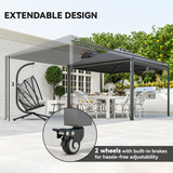 Outsunny 3 x 3m Garden Gazebo with Extendable Awning, Wheels & UPF30+ Canopy – Patio Shelter, Dark Grey