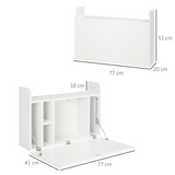Wall-Mounted Drop Leaf Floating Desk with Storage Compartments – Fold-Down Laptop Desk for Home Office