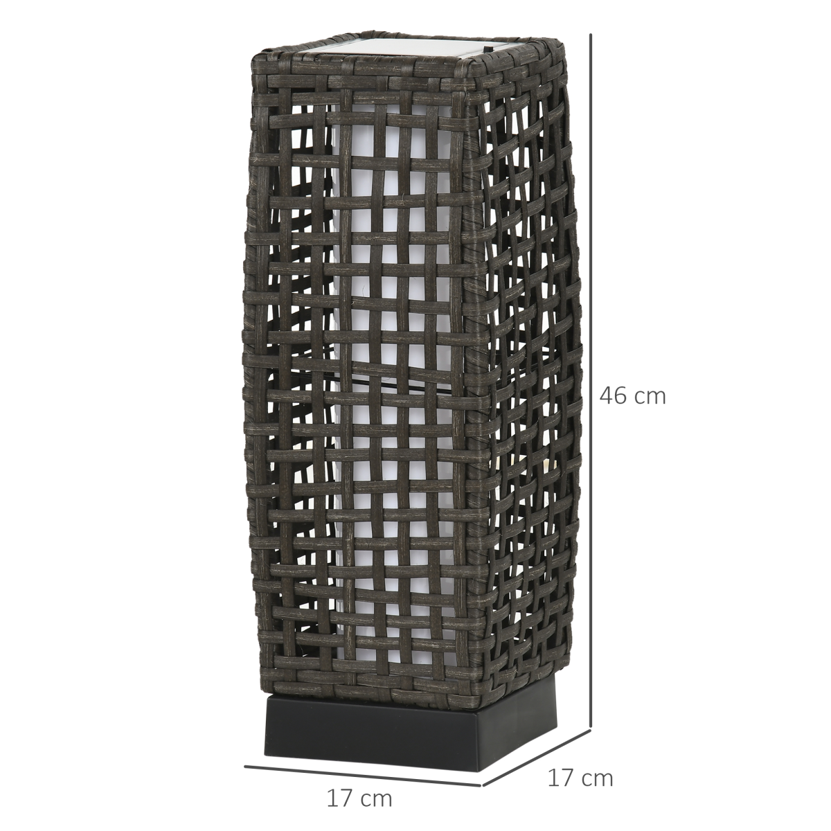 Outsunny Rattan Solar Lantern with Auto On/Off Warm White LED – Outdoor Garden Floor Lamp, IP44