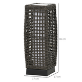 Outsunny Rattan Solar Lantern with Auto On/Off Warm White LED – Outdoor Garden Floor Lamp, IP44