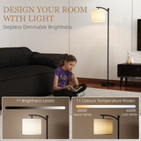 HOMCOM LED Floor Lamp with Dimmable Colours Temperature & Brightness, Black