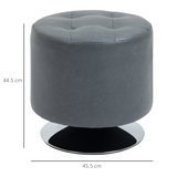 HOMCOM 360° Swivel PU Leather Footstool Ottoman with Steel Base – Footrest or Extra Seat, Grey