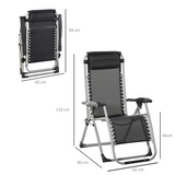 Outsunny 2-Piece Zero Gravity Reclining Chair Set with Cushions – Folding Garden Lounger, Dark Grey