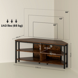HOMCOM Corner TV Stand for TVs up to 50" with Four Open Shelves – Space-Saving Media Unit, Rustic Brown