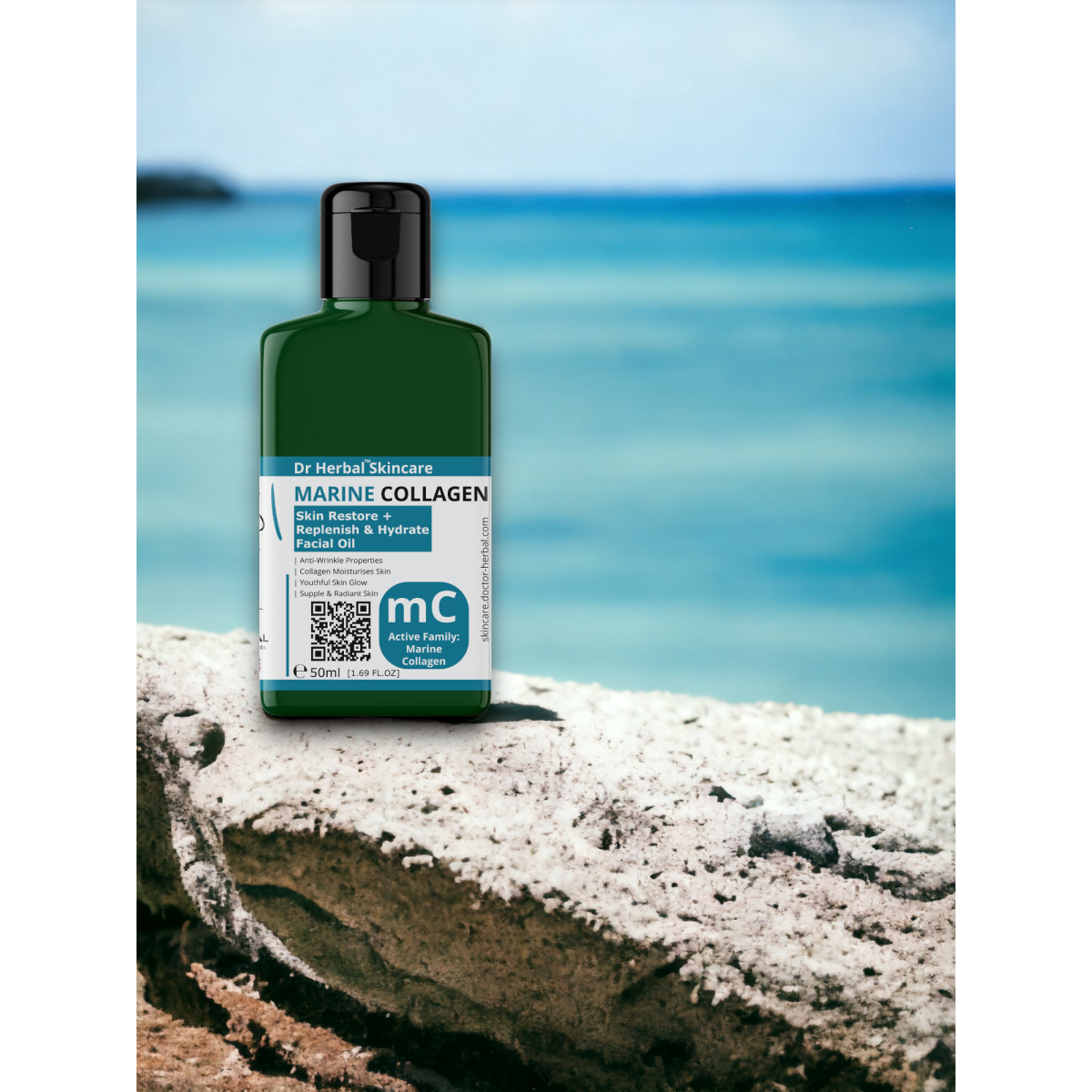 DR HERBAL Facial Oil 50ml with Marine Collagen, Sea Kelp and Almond Esters – Nourishing Skincare