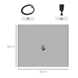 Outsunny 3 x 3m Gazebo Replacement Sidewall Set with Hooks & C-Rings – 4 Panels, Light Grey