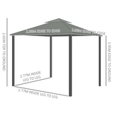Outsunny 3x3m Gazebo with 2-Tier Roof, Mosquito Net & 4 Curtains – Garden Canopy, Dark Grey