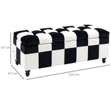 HOMCOM Velvet Button-Tufted Storage Ottoman Footstool Box, 114 x 47 x 47cm – Colour Block Bench