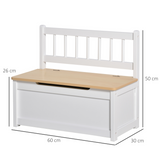 HOMCOM 2-in-1 Wooden Toy Box and Kids Seat Bench – Storage Chest, 60 x 30 x 50cm, White