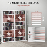 CD & DVD Storage Unit with 16 Compartments & Adjustable Shelves – Slim Media Shelf for 720 CDs, White