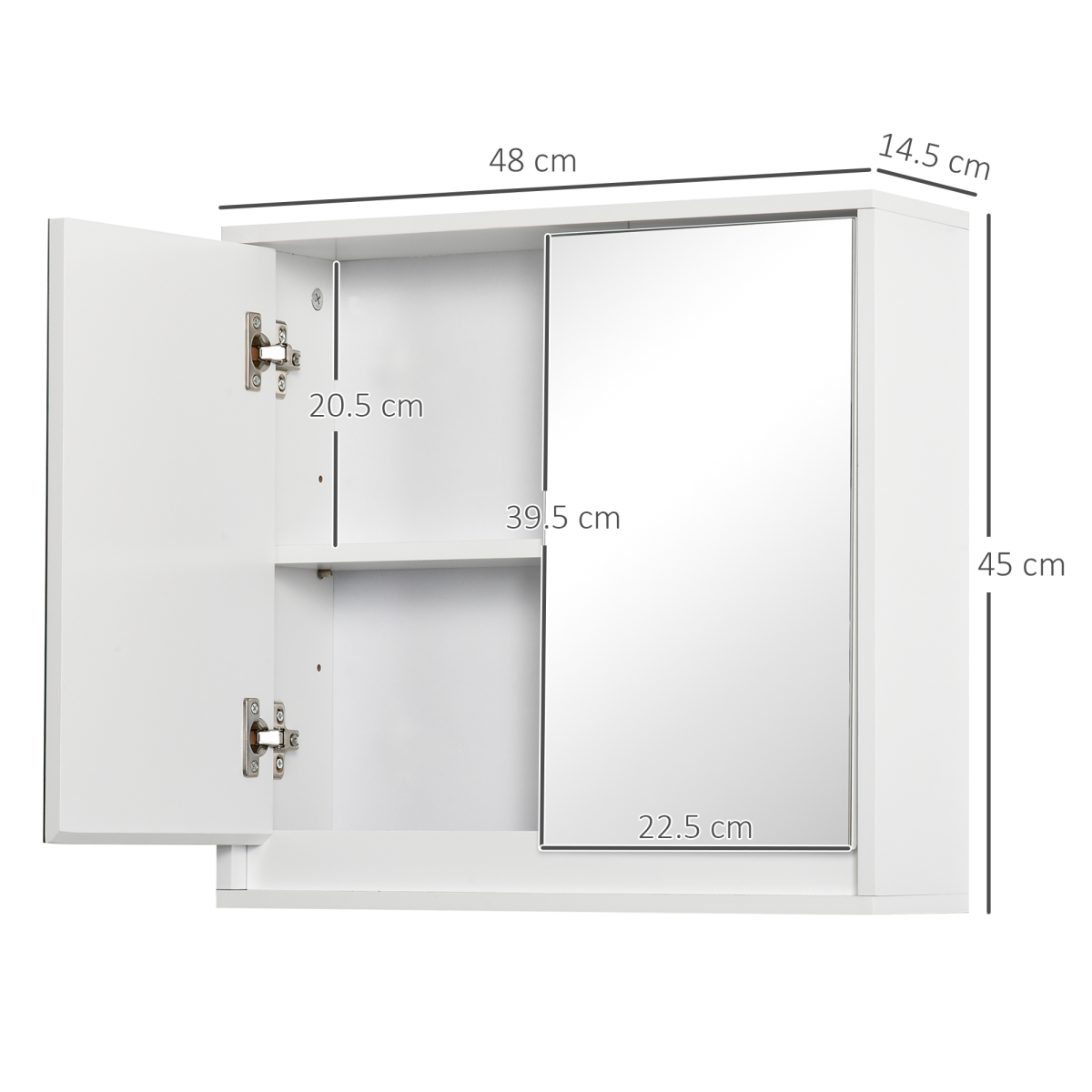 HOMCOM Wall Mounted Bathroom Mirror Cabinet with Storage Shelf – Space-Saving, White