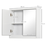 HOMCOM Wall Mounted Bathroom Mirror Cabinet with Storage Shelf – Space-Saving, White
