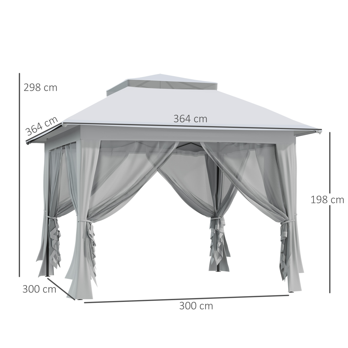 Outsunny 3.6x3m Foldable Pop-Up Party Canopy with Steel Frame, Mesh Sidewalls & Roller Bag