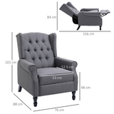 HOMCOM Fabric Recliner Armchair with Retractable Footrest – Comfortable Relaxation, Light Grey