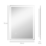 kleankin Illuminated Bathroom Mirror with LED Lights, 3 Colours, Defogging Film