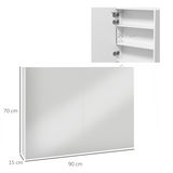 kleankin Wall Mounted Bathroom Mirror Cabinet with LED Light & USB Port – Adjustable Shelves