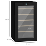HOMCOM 24 Bottle Wine Fridge with Glass Door, Touch Screen Control & LED Light – Freestanding Wine Cooler