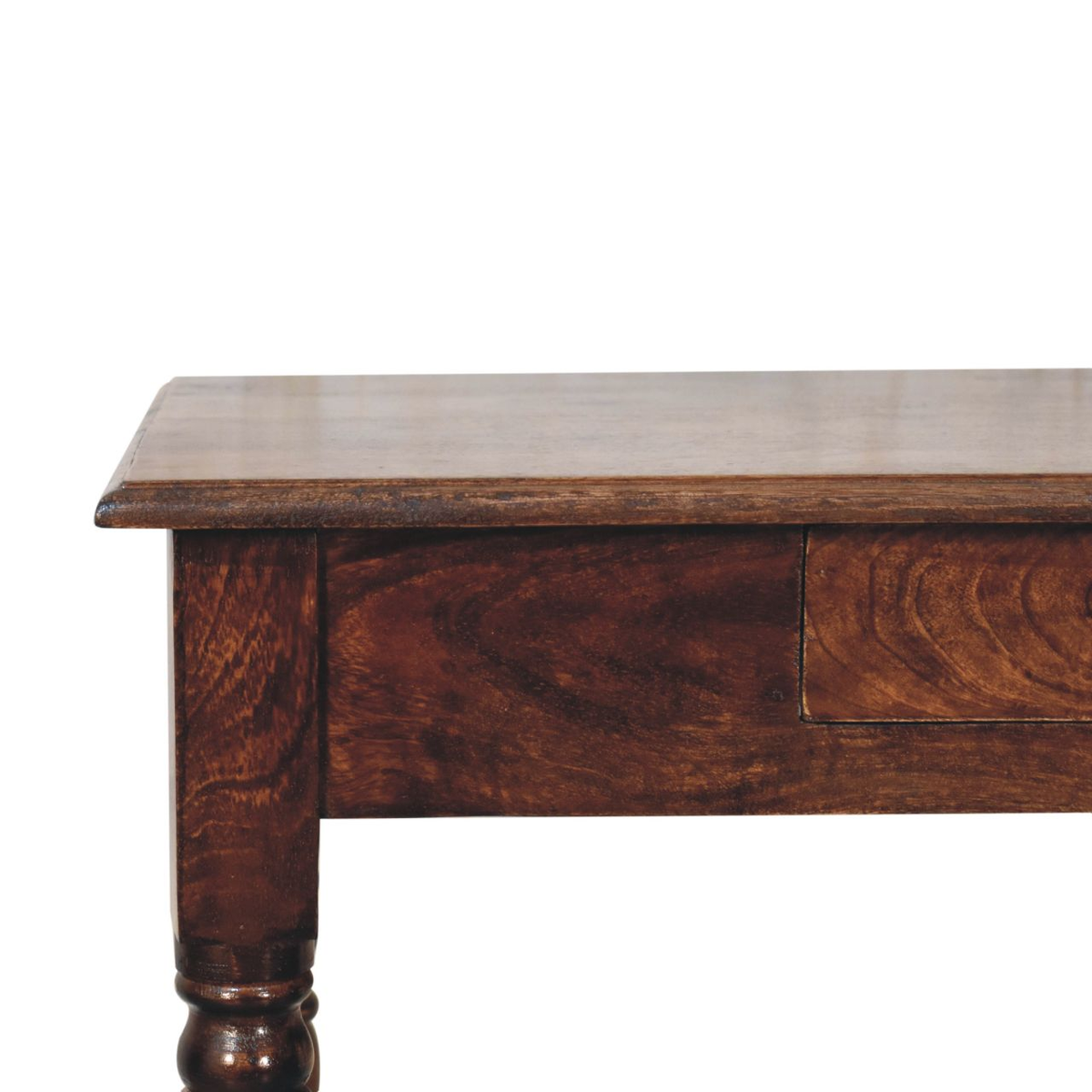 Artisan Furniture Solid Wood California Walnut Writing Desk with 1 Drawer – Vintage French Style, Dark Brown
