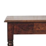 Artisan Furniture Solid Wood California Walnut Writing Desk with 1 Drawer – Vintage French Style, Dark Brown