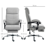 Vinsetto Heated Massage Office Chair with 4-Point Vibration, Footrest & Remote – Light Grey PU Leather