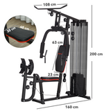SPORTNOW Compact Multi Gym with 45kg Weight Stack, High Pulley, Chest Station & Leg Press – Home Gym Machine, Black