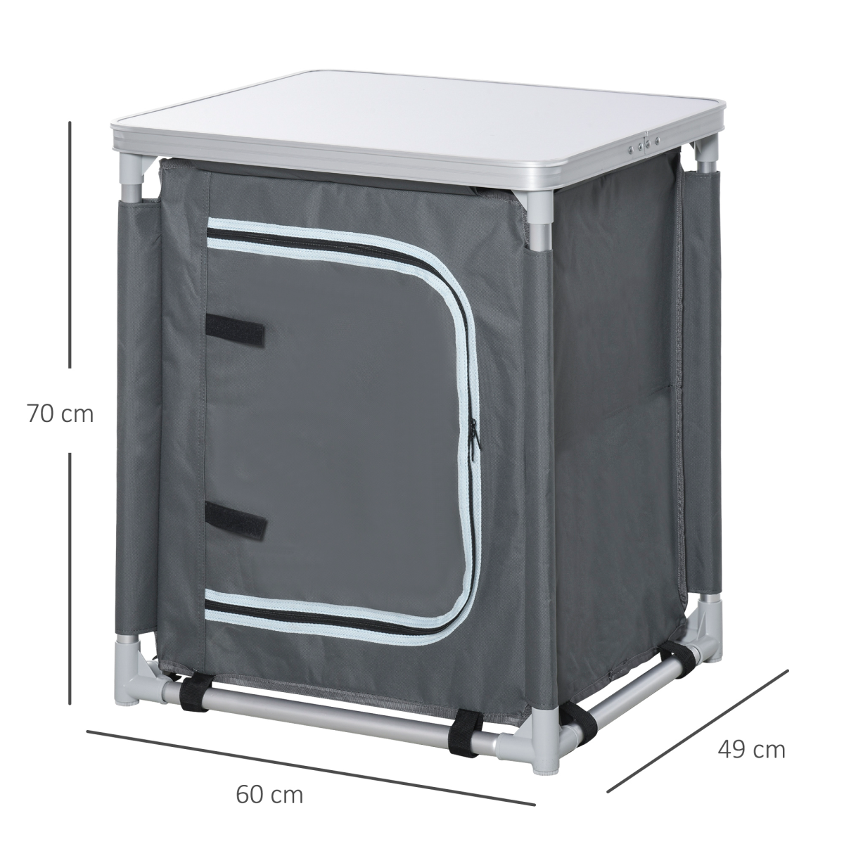 Outsunny Camping Kitchen Table with 2-Shelf Cupboard & Aluminium Frame – Portable Cook Station with Carry Bag