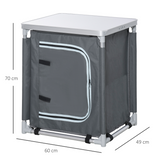 Outsunny Camping Kitchen Table with 2-Shelf Cupboard & Aluminium Frame – Portable Cook Station with Carry Bag