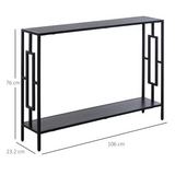 HOMCOM Art Deco Console Table with 2 Shelves & Steel Frame – Slim Hallway & Living Room Display